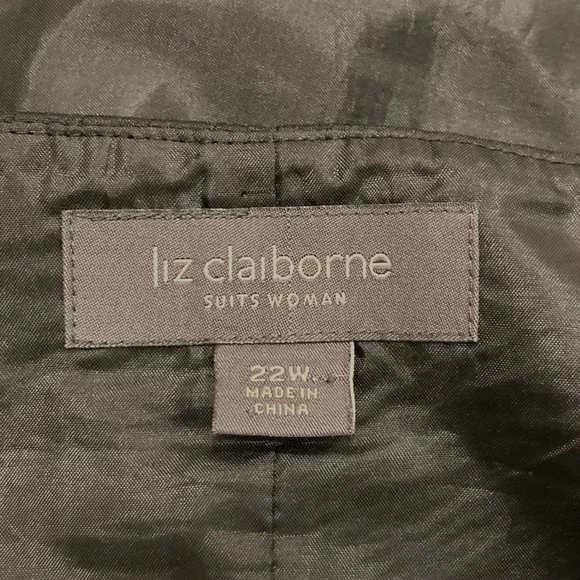 22W Elegant Black Waffle Texture Two-Piece Skirt Set Liz Claiborne Lined Fitted - Picture 12 of 14